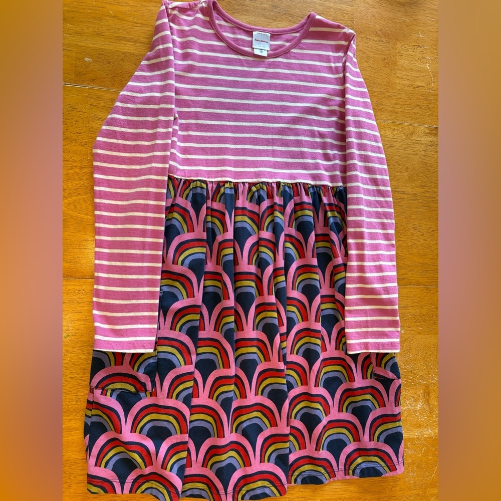 Hannah Anderson Long Sleeve Dress Rainbow Pink Stripe Size 12 - 150 cm